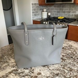 Gray Coach tote bag